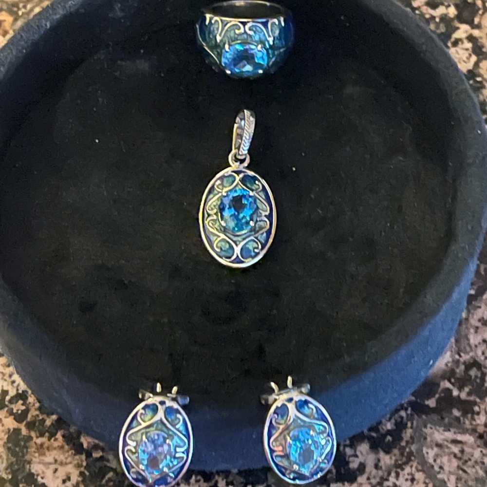 Khr 925 India Topaz Enamel Jewelry Set